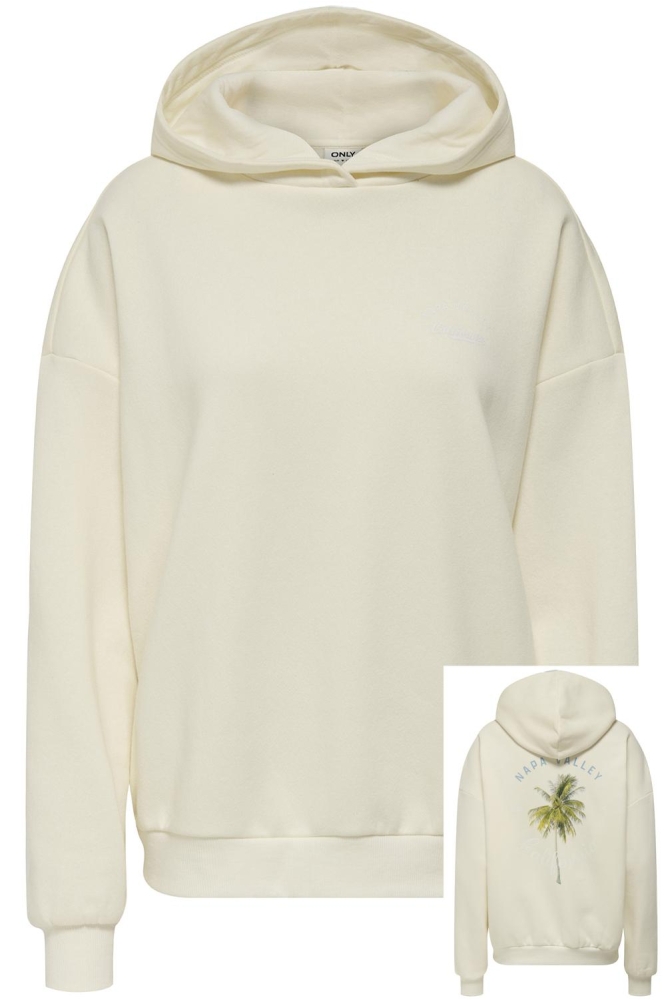 ONLKAREN L/S HOODIE PRINT BOX CS SW 15350675 CLOUD DANCER/NAPA BAREL